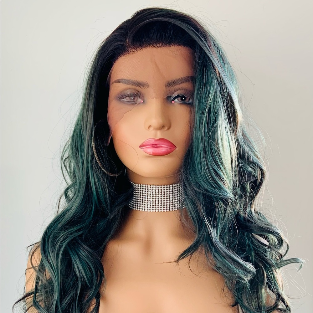 Gorgeous Black/Green 13x4 Lace Front Synthetic Wig